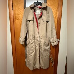 Vintage Misty Harbor Women's Beige Trench Coat with Red Lining